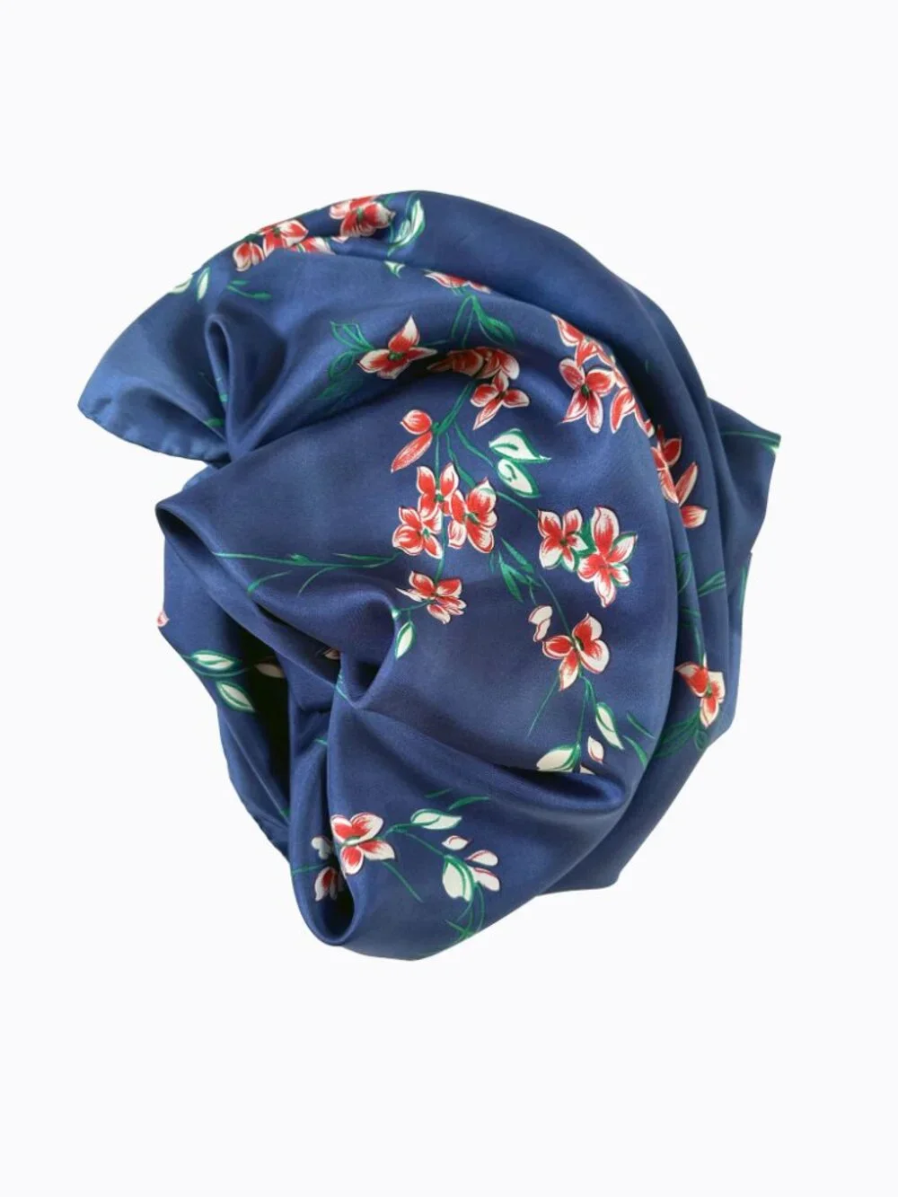 Vtg Printemps Paris Silk Scarf Navy Blue Red Floral Square Italy 90s Chic Luxury